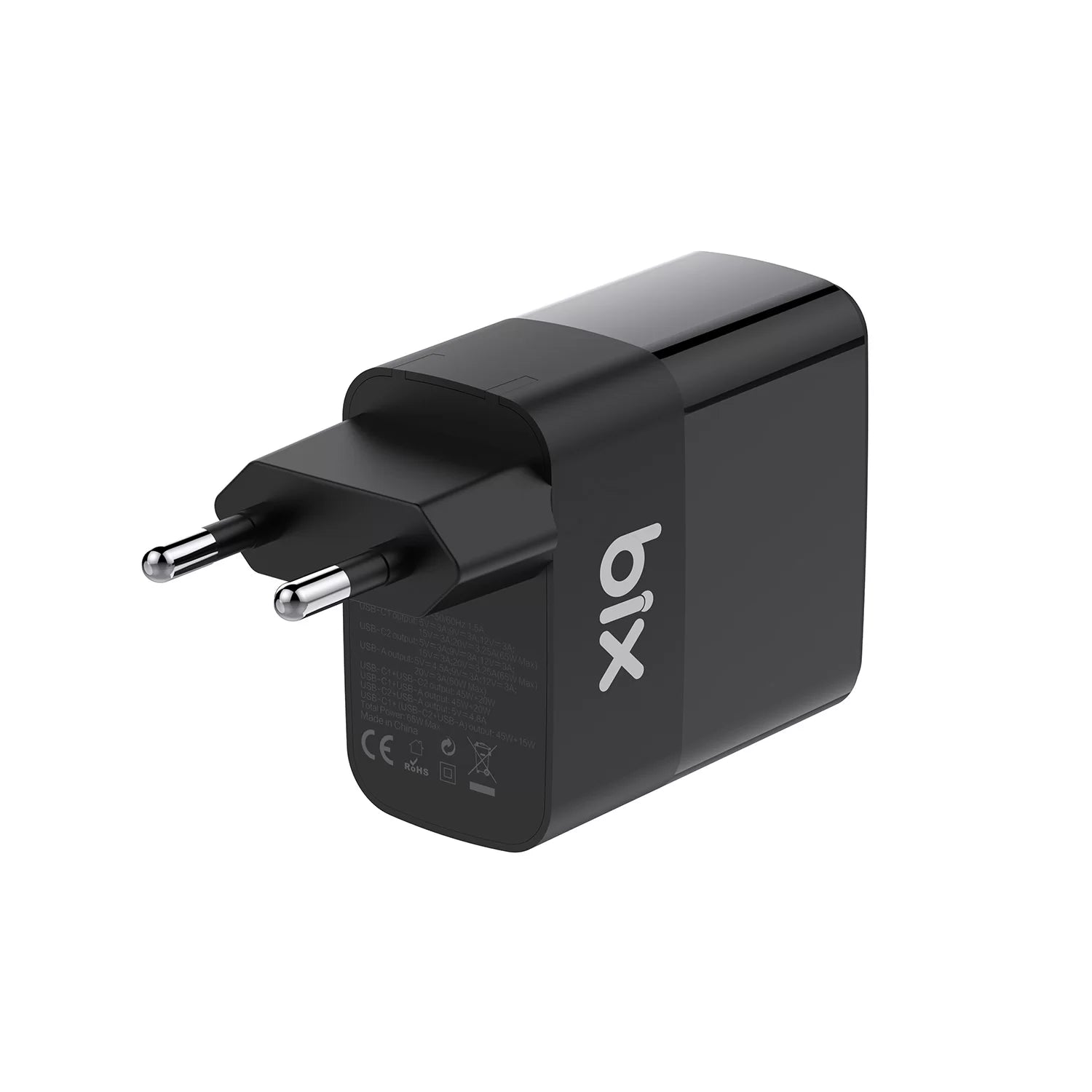 Bix 65W GaN Şarj Cihazı Siyah