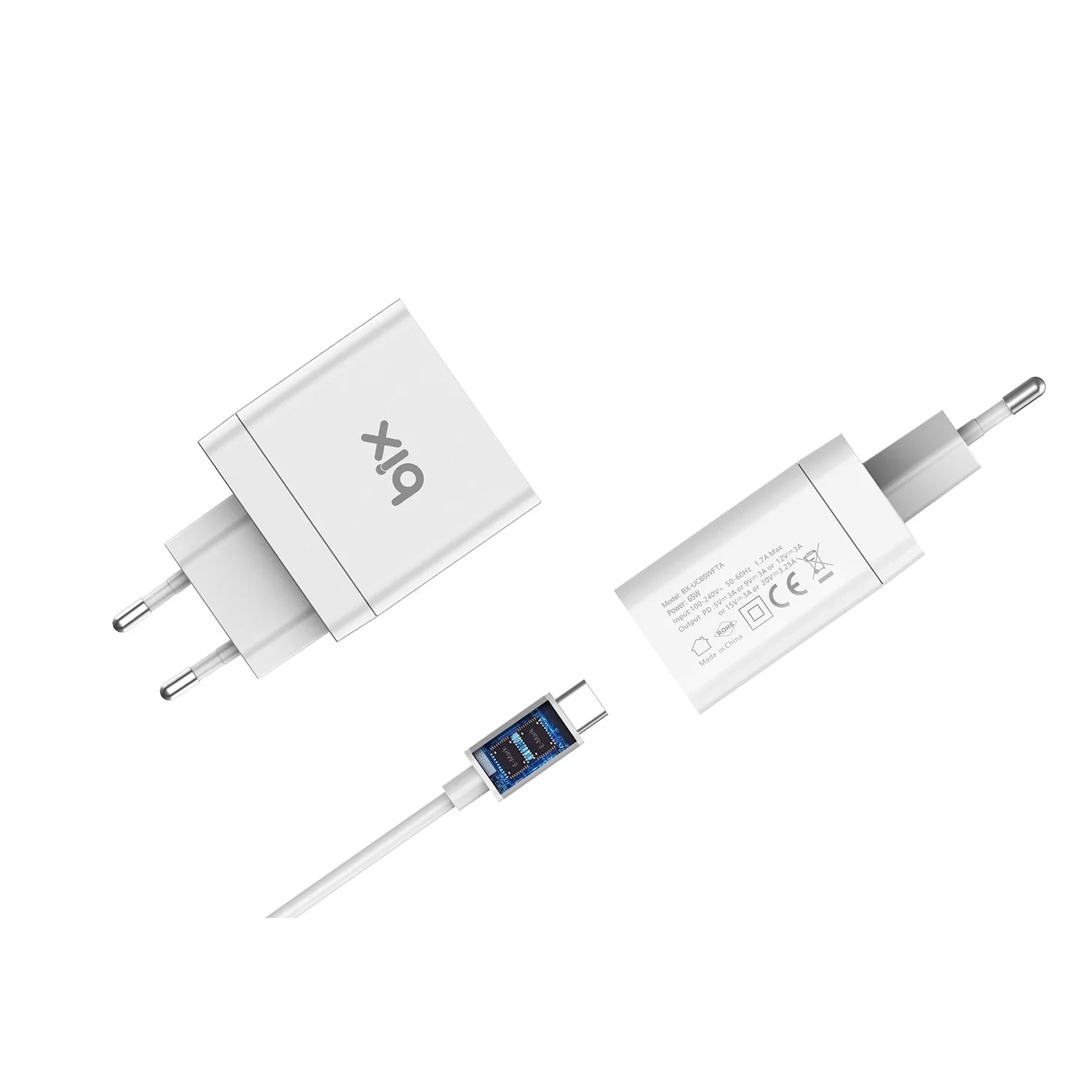Bix Seyahat Şarj Cihazı Beyaz 5A Type-C Kablosu