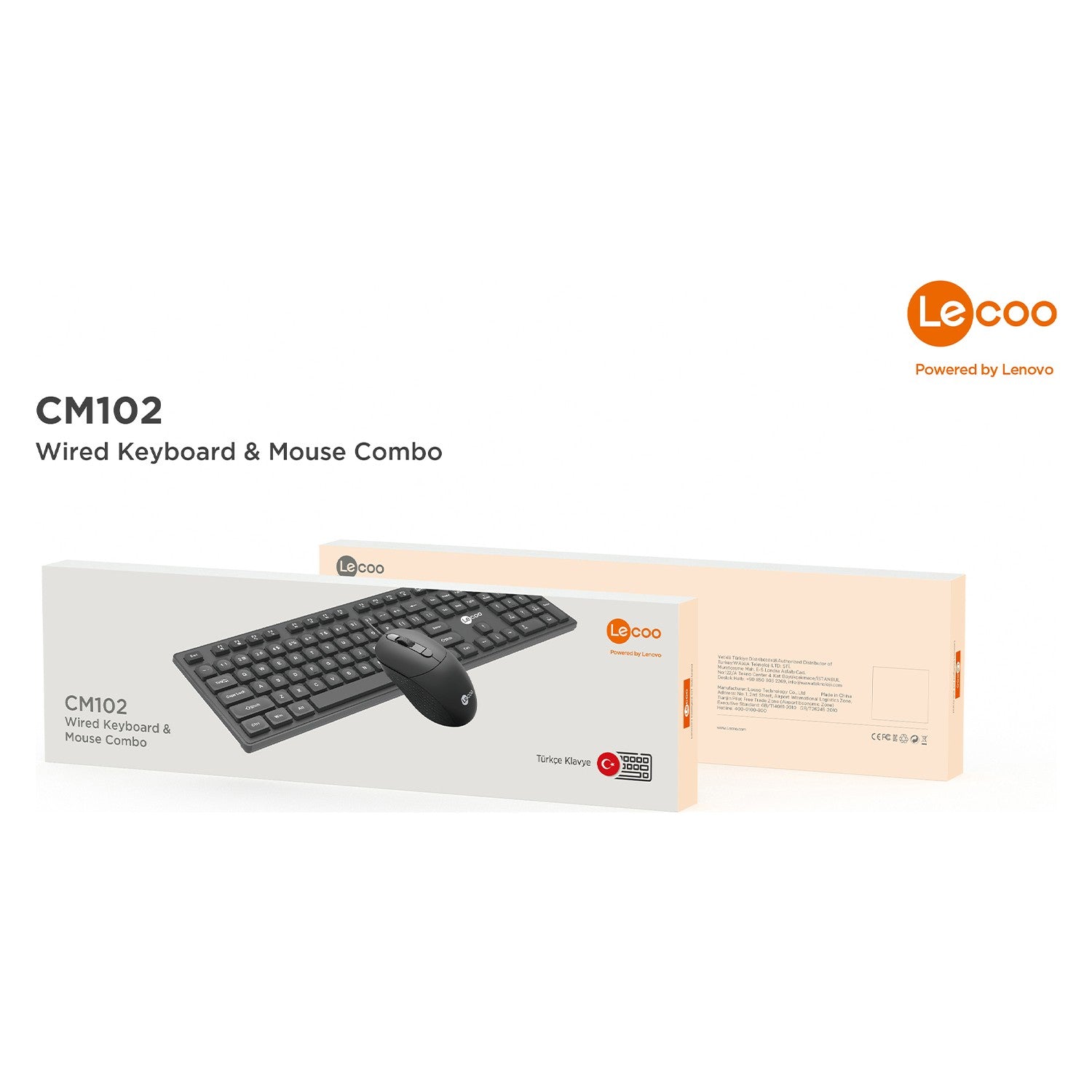 Lecoo CM102 Black Wired Mouse & Keyboard Set